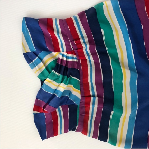 Yumi Kim Multicolor  striped 100% silk Strapless Dress size large - Picture 6 of 10